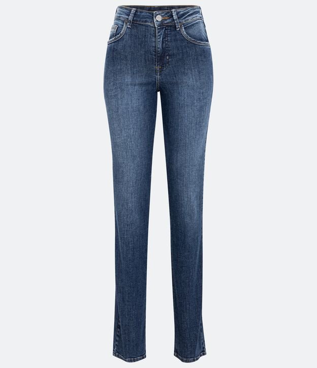 Calça Reta Jeans com Cintura Média Azul 5