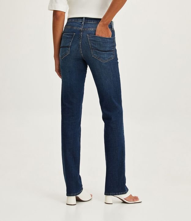 Calça Reta Jeans com Cintura Média Azul 3