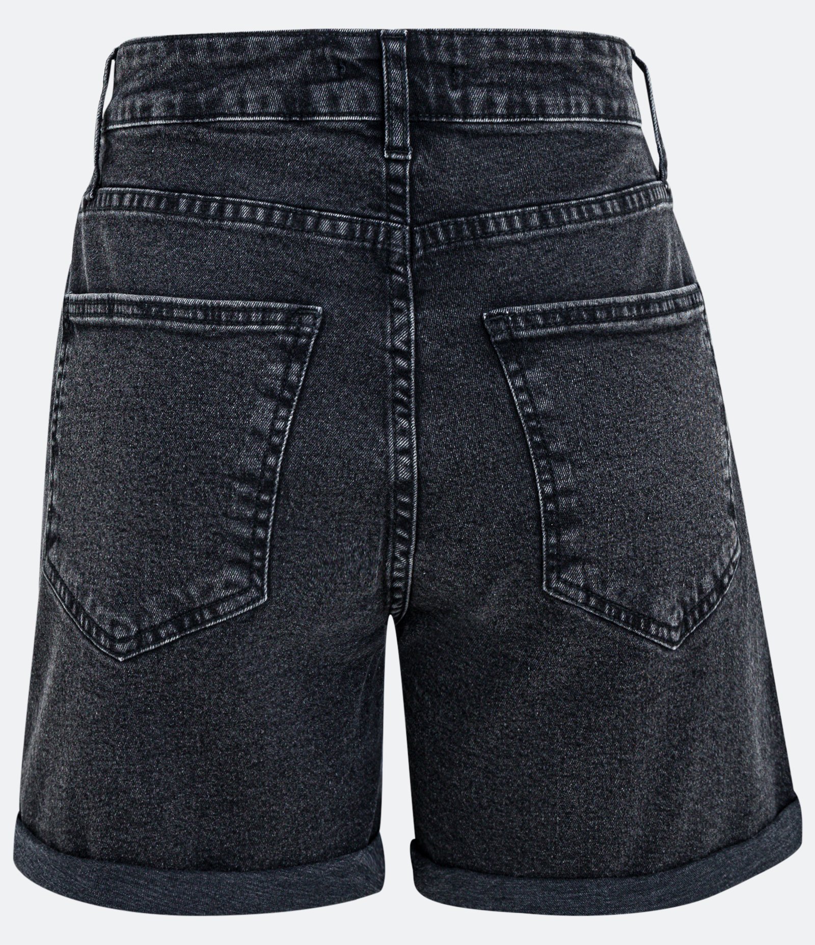 Short Jeans Estonado com Barra Dobrada Preto 6