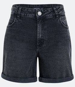 Short Jeans Estonado com Barra Dobrada