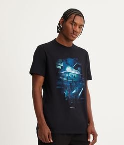 Camiseta Regular em Meia Malha com Estampa de Pôster Zumbi