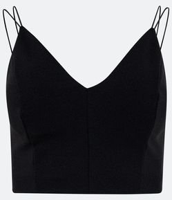 Blusa Cropped em Crepe com Decote V