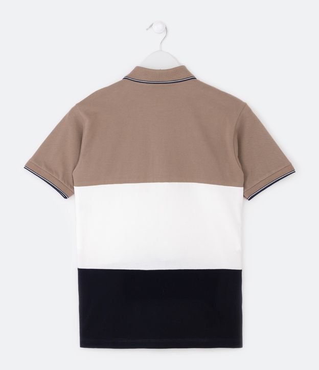 Remera Infantil con Cuello Polo y Recortes - Talle 5 a 14 años Marrón 2
