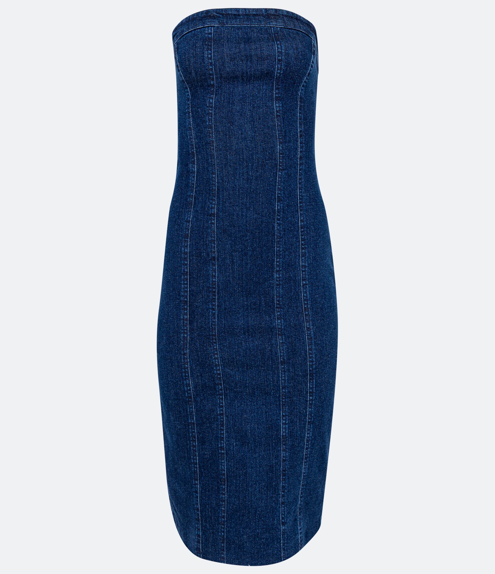 Vestido Midi Jeans com Fechamento em Zíper e Fenda nas Costas Azul Escuro 6
