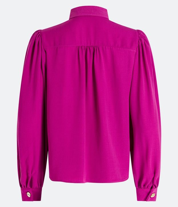 Camisa em Crepe com Mangas Bufantes e Pregas Rosa Fuchsia 7