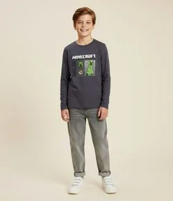 Camiseta Infantil com Estampa Minecraft - Tam 5 a 14 Anos