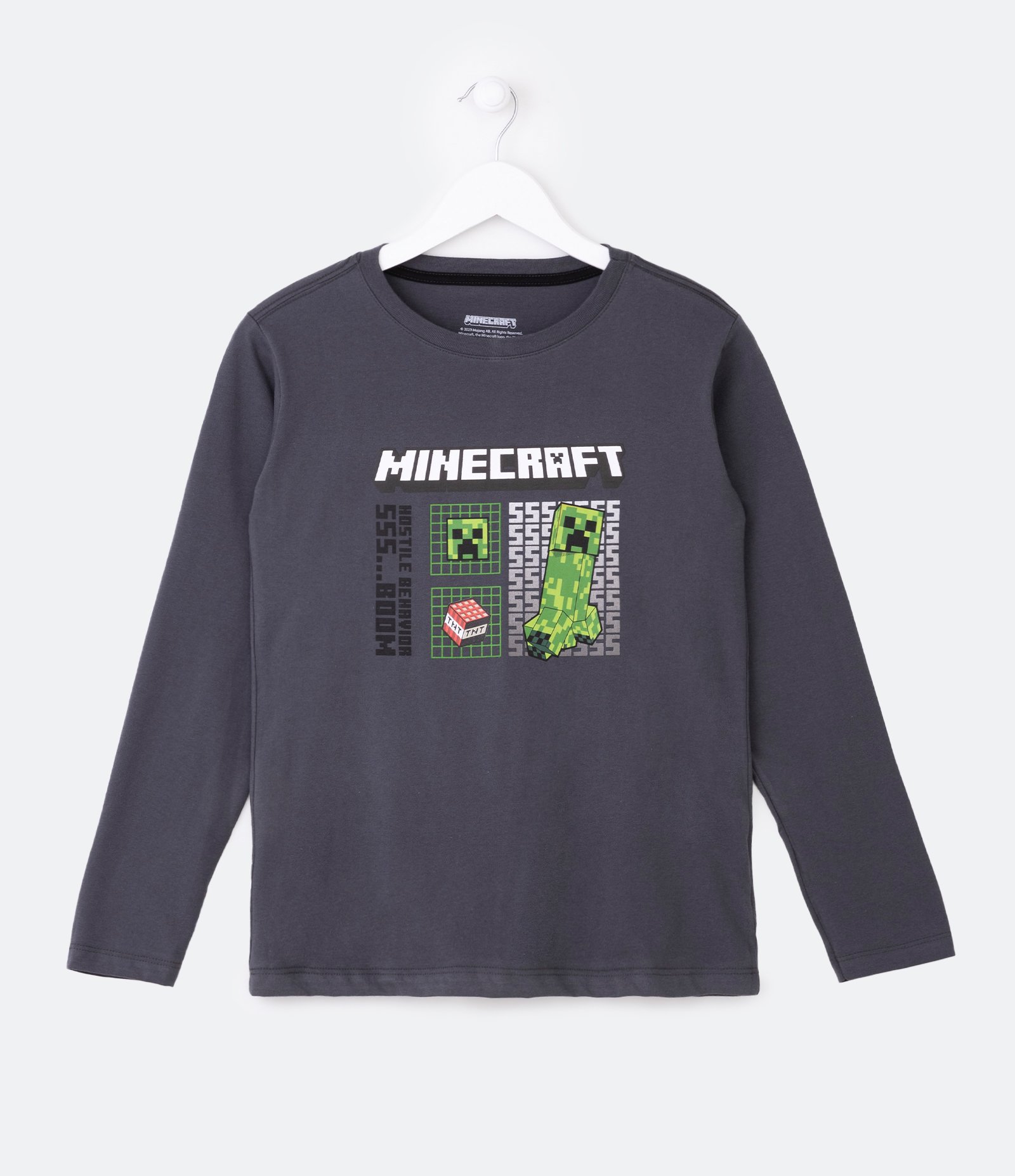 Camiseta Infantil com Estampa Minecraft - Tam 5 a 14 Anos Cinza 1