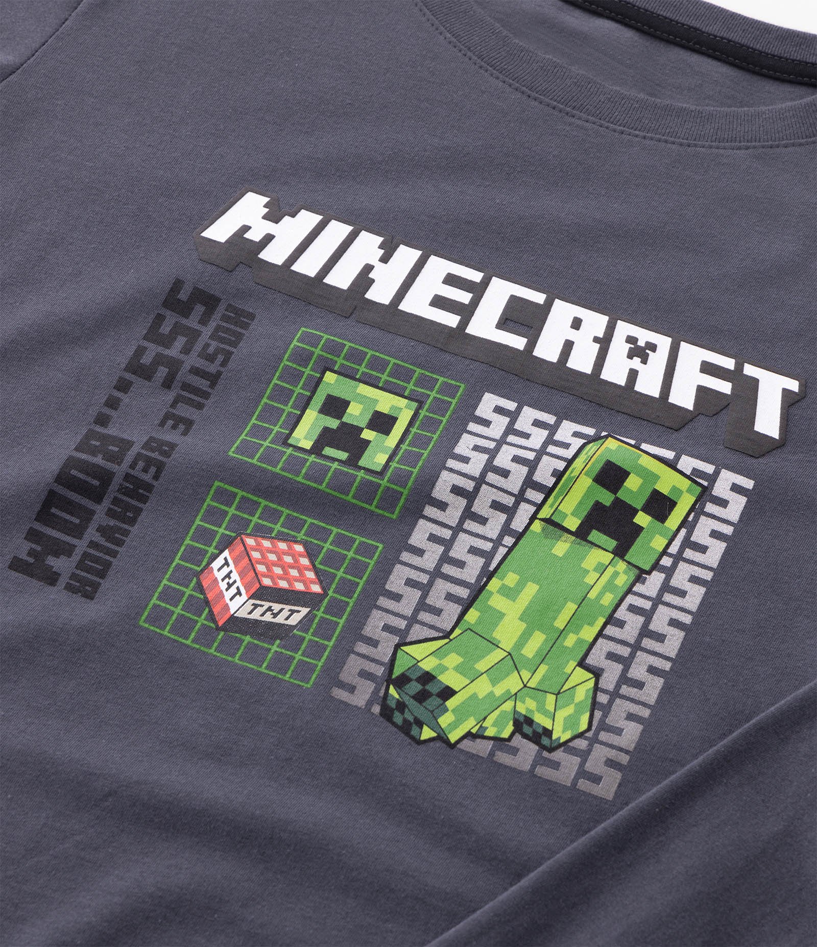 Camiseta Infantil com Estampa Minecraft - Tam 5 a 14 Anos Cinza 3