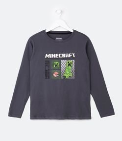 Camiseta Infantil com Estampa Minecraft - Tam 5 a 14 Anos