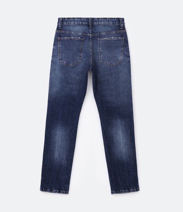Calça Slim Jeans com Bolsos e Puídos Azul 6