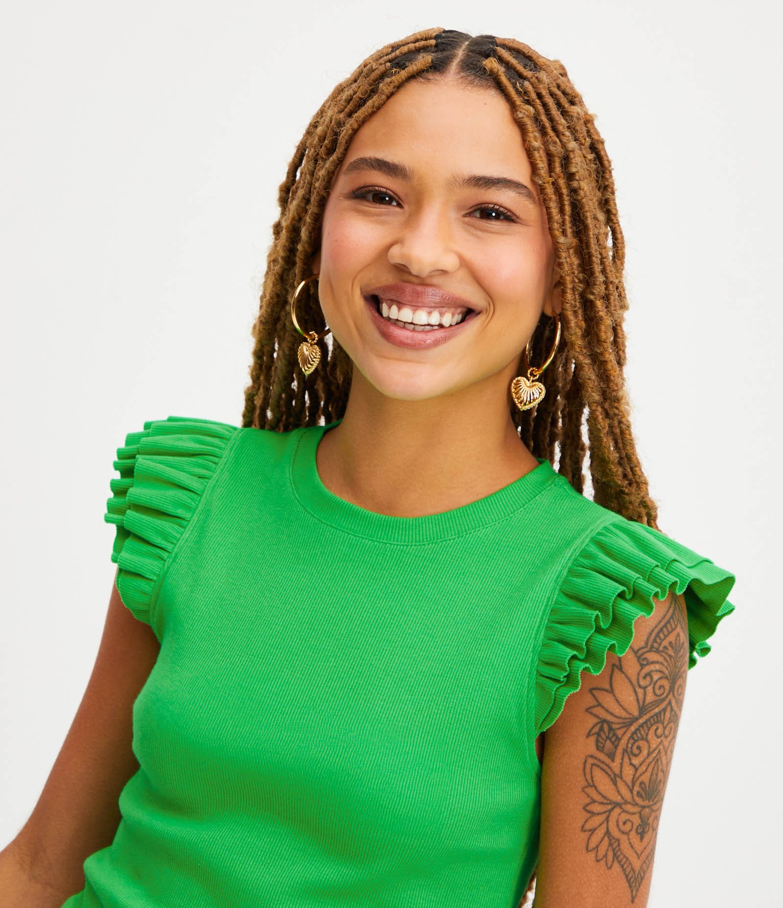 Blusa sem Manga em Ribana com Babadinho na Cava Verde 4