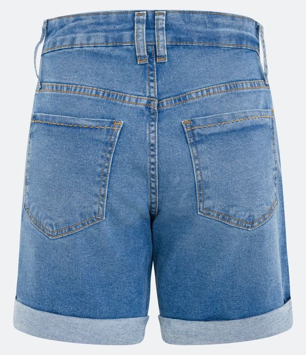 Bermuda Jeans com Elastano e Barra Dobrada Azul Médio 6