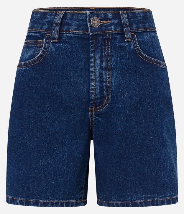 Short Jeans Clássico com Cintura Média Azul Escuro 6