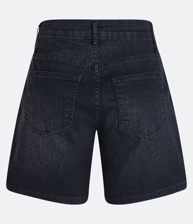 Short Jeans Clássico com Efeito Estonado Preto 6