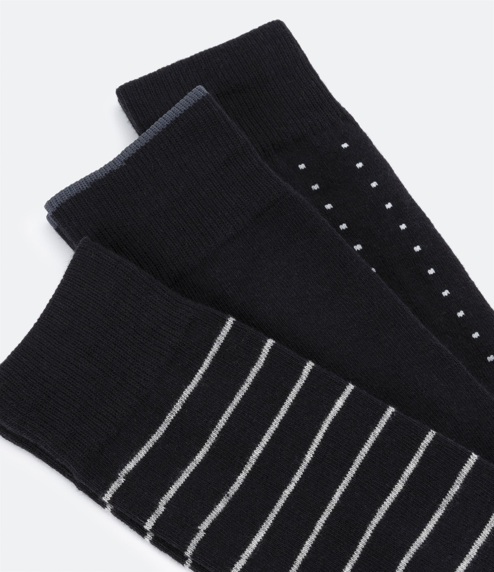 Kit 03 Pares de Meias Cano Alto em Algodão com Estampas Diversas Preto 4
