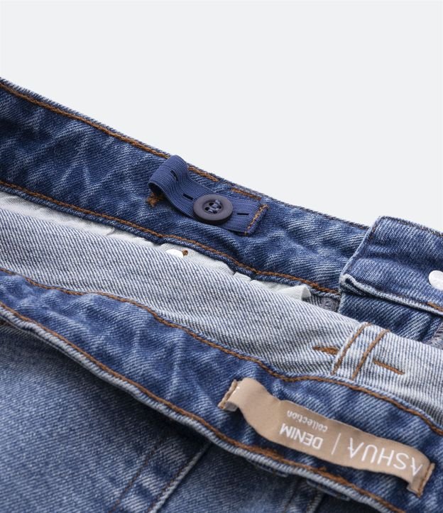 Calça Reta Jeans com Elastano e Lavagem Dirty Curve & Plus Size Azul 8