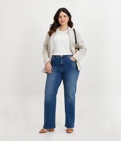 Calça Reta Jeans com Elastano e Lavagem Dirty Curve & Plus Size