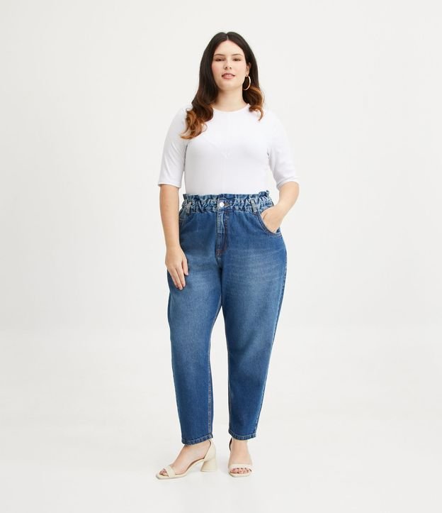 Calça Clochard Jeans Curve & Plus Size Azul 1