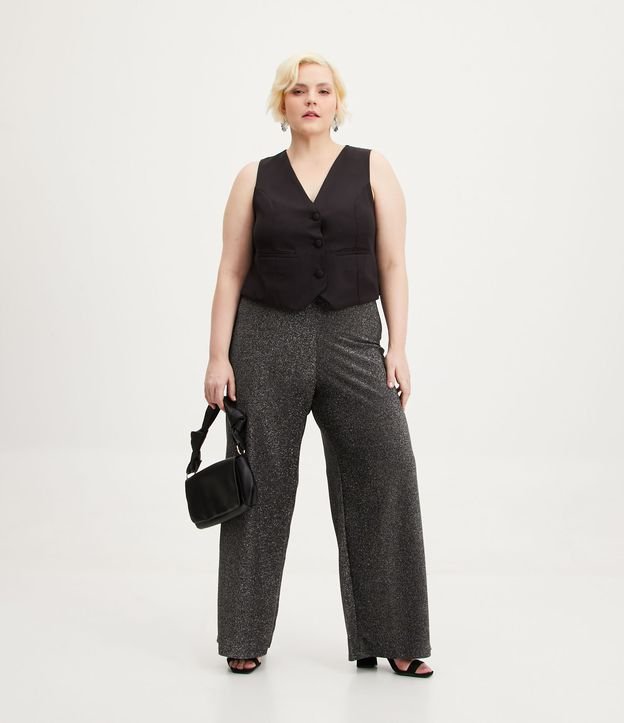Calça Pantalona com Fio Metálico Curve & Plus Size Preto 1
