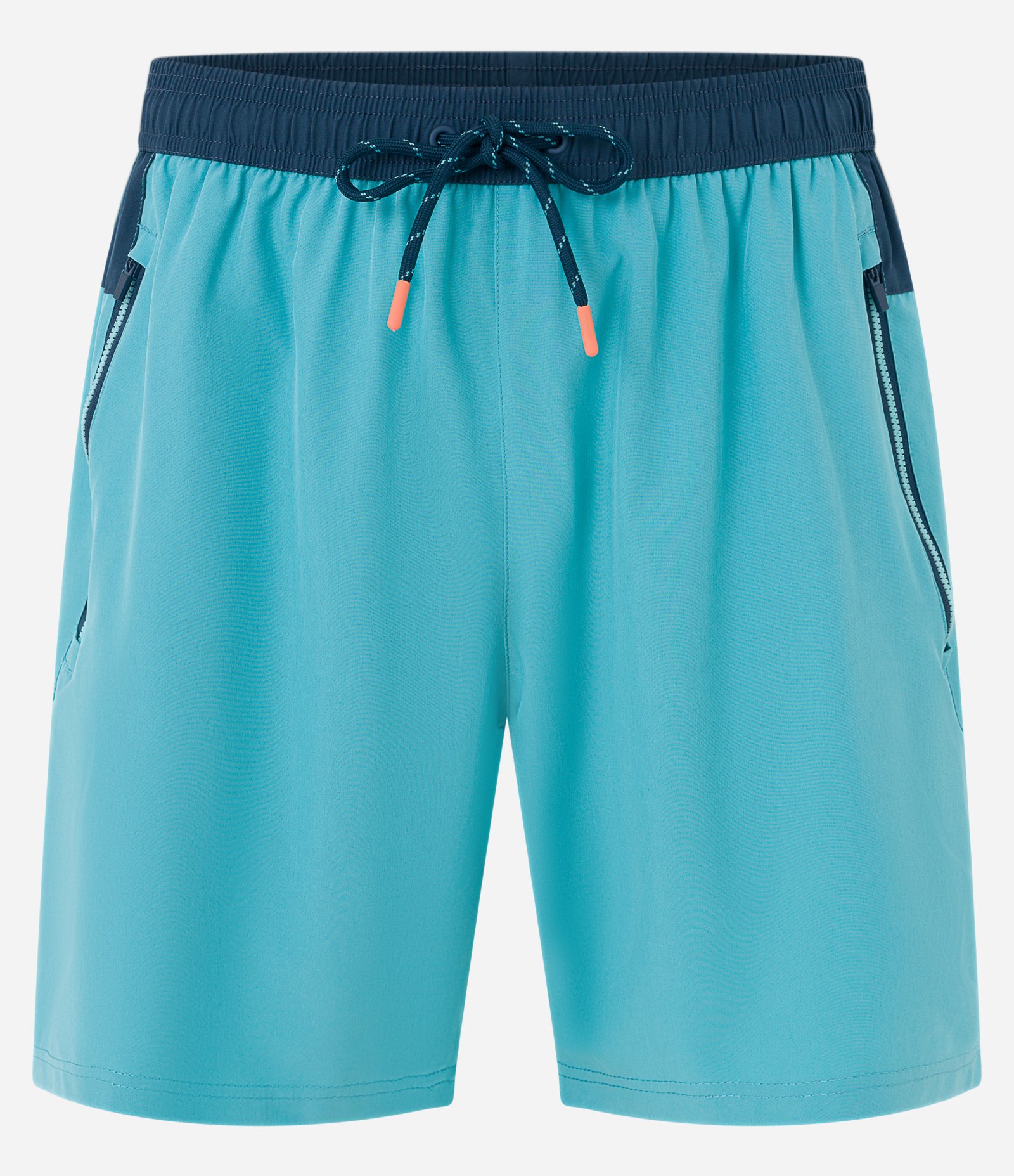Bermuda Esportiva com Blocos de Cor e Bolsos com Zíper Azul Turquesa 6