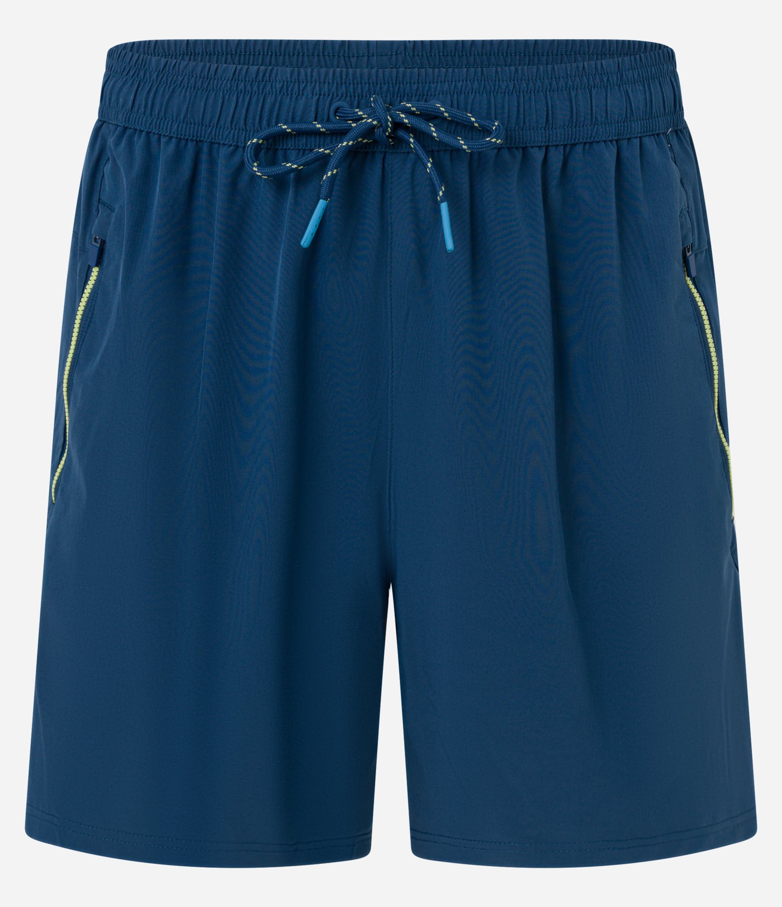 Bermuda Esportiva com Blocos de Cor e Bolsos com Zíper Azul Médio 5