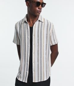 Camisa Regular Texturizada com Estampa Listrada