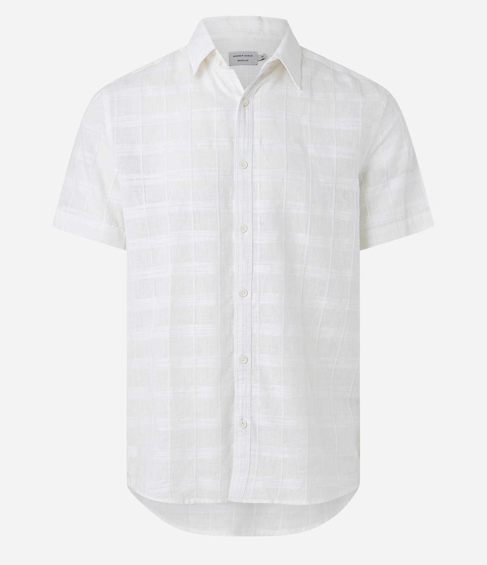 Camisa Regular em Linho com Textura Grid e Gola Colarinho 5
