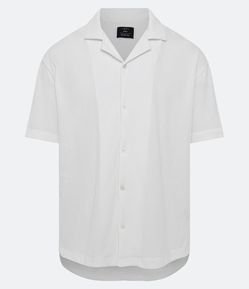 Camisa Boxy em Meia Malha com Textura e Lapela