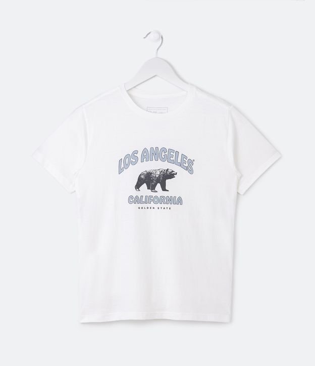 Camiseta Infantil com Estampa Urso Califórnia - Tam 5 a 14 Anos - Cor: Branco - Tamanho: 5-6