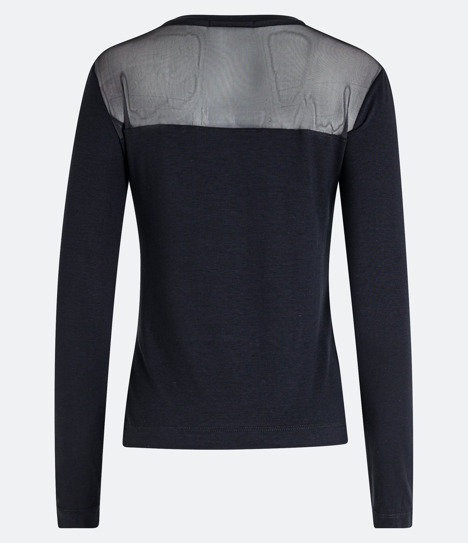 Blusa em Viscolycra com Gola Redonda e Pala em Tule Preto 3