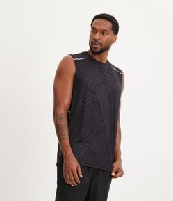 Regata Esportiva em Tecnologia Dry com Estampa Blocos de Listras e Refletivos