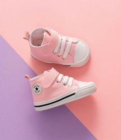 Tênis Infantil com Velcro e Silk Lateral - Tam 0 a 18 meses