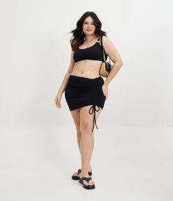 Saída de Praia Saia Curta com Textura Quadriculada Curve & Plus Size