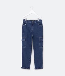 Calça Infantil em Jeans com Bolso Cargo - Tam 5 a 14 Anos