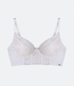 Sutiã Alongado em Tule com Bojo Oco e Detalhes Rendados