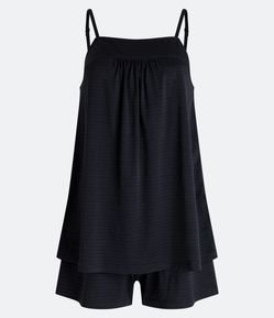 Macaquinho de Alça em Malha Texturizada com Sobreposição