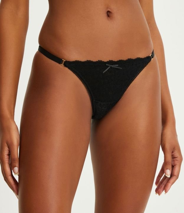 Calcinha String Fio Duplo com Renda Floral