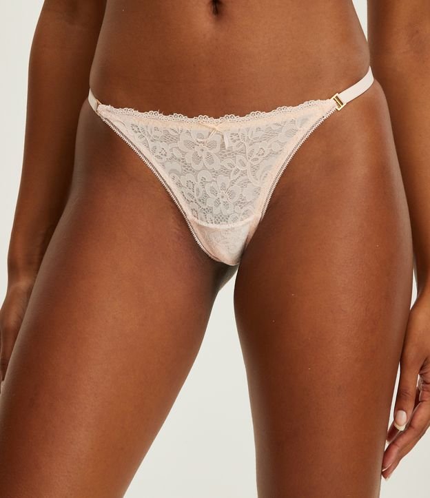Calcinha String Fio Duplo com Renda Floral