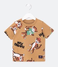 Camiseta Infantil com Estampa de Tigres - Tam 1 a 5 Anos