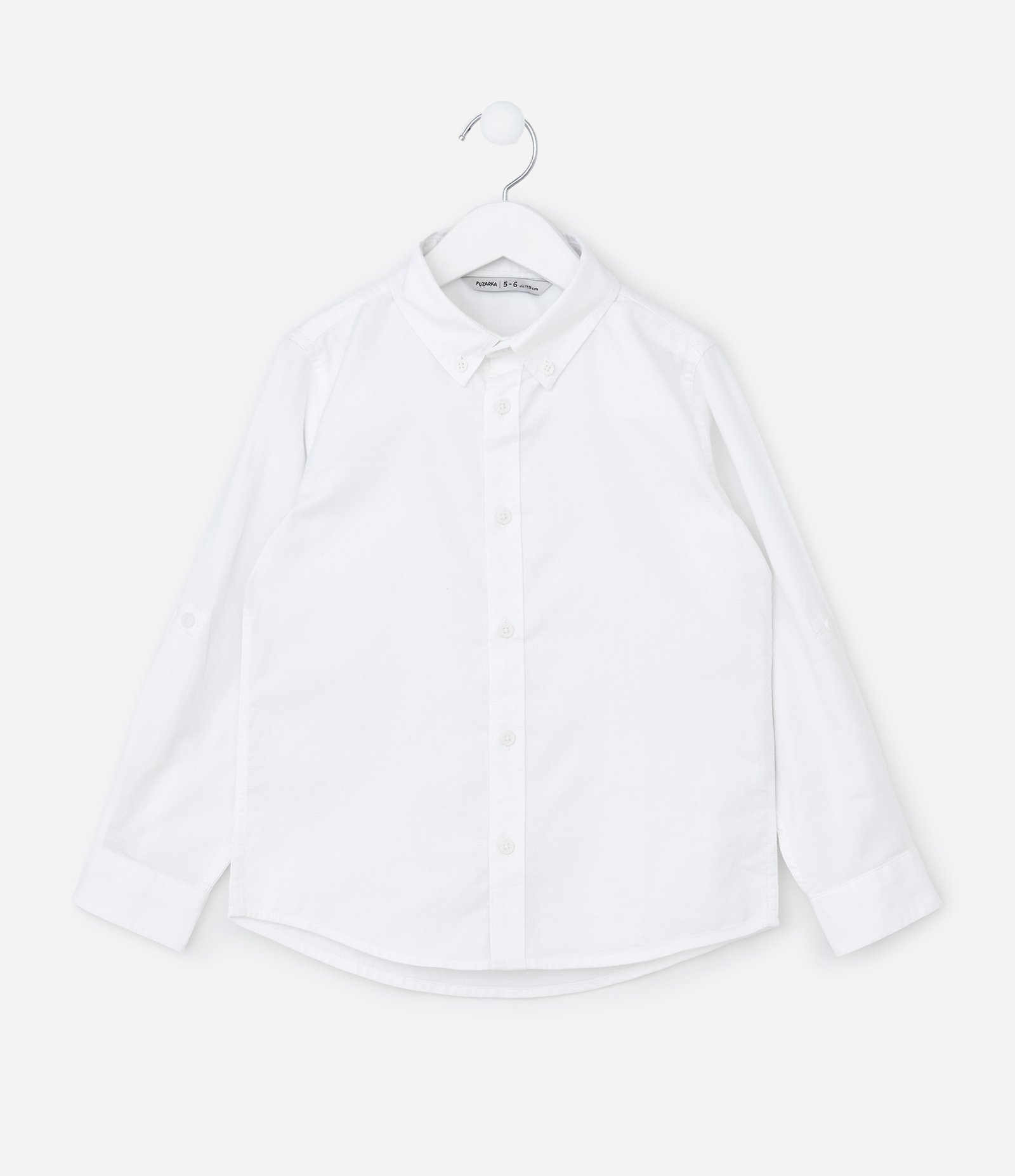 Camisa Infantil em Tricoline com Botões - Tam 5 a 14 anos Off White 2