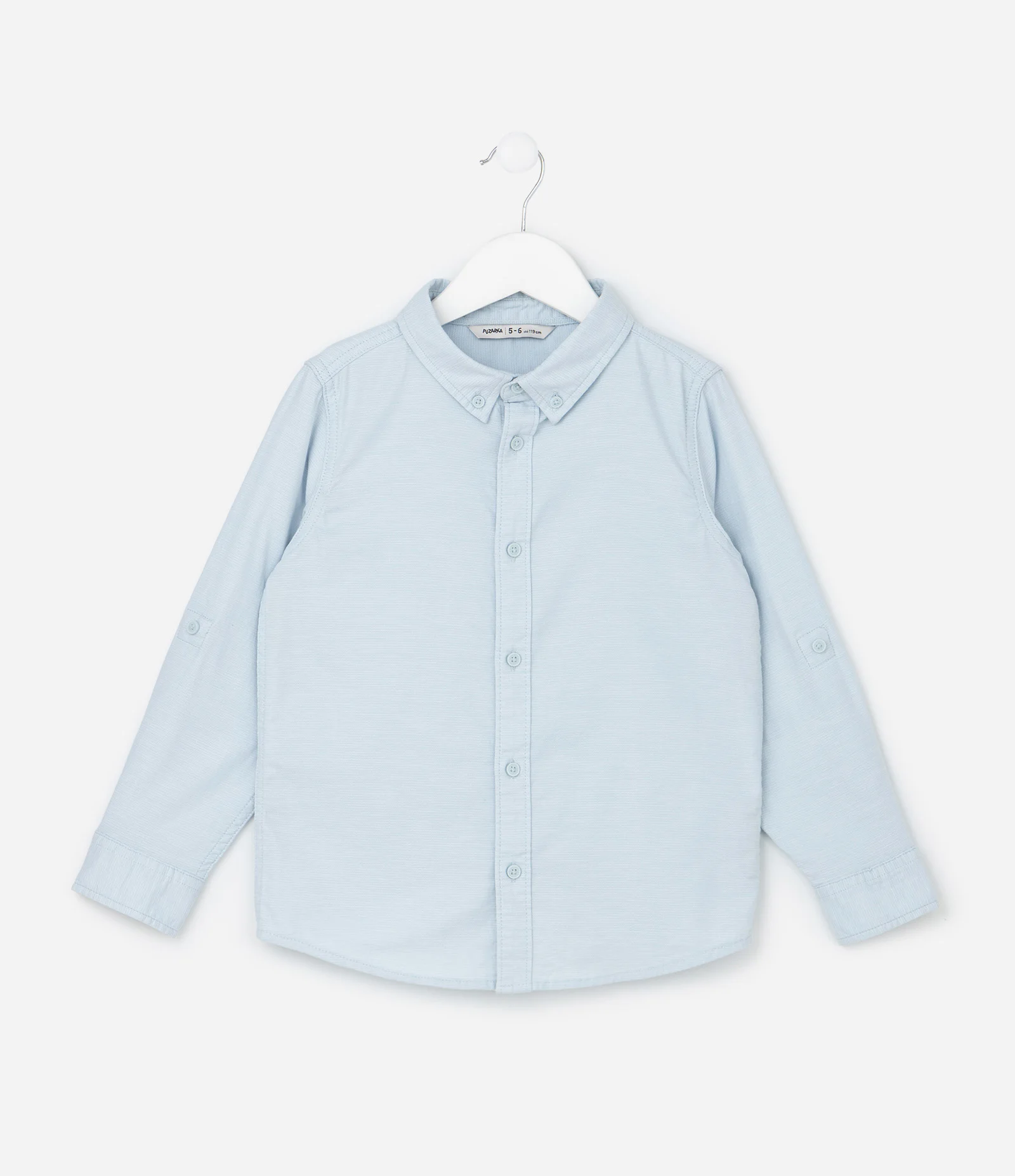 Camisa Infantil em Tricoline com Botões - Tam 5 a 14 anos Azul Claro 2