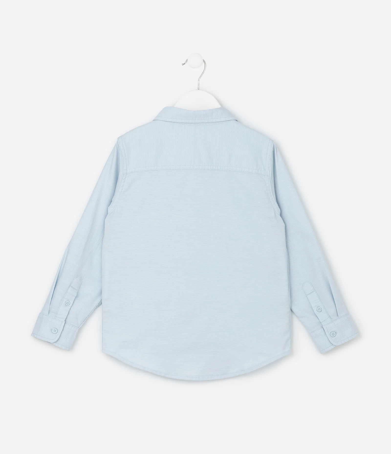 Camisa Infantil em Tricoline com Botões - Tam 5 a 14 anos Azul Claro 3