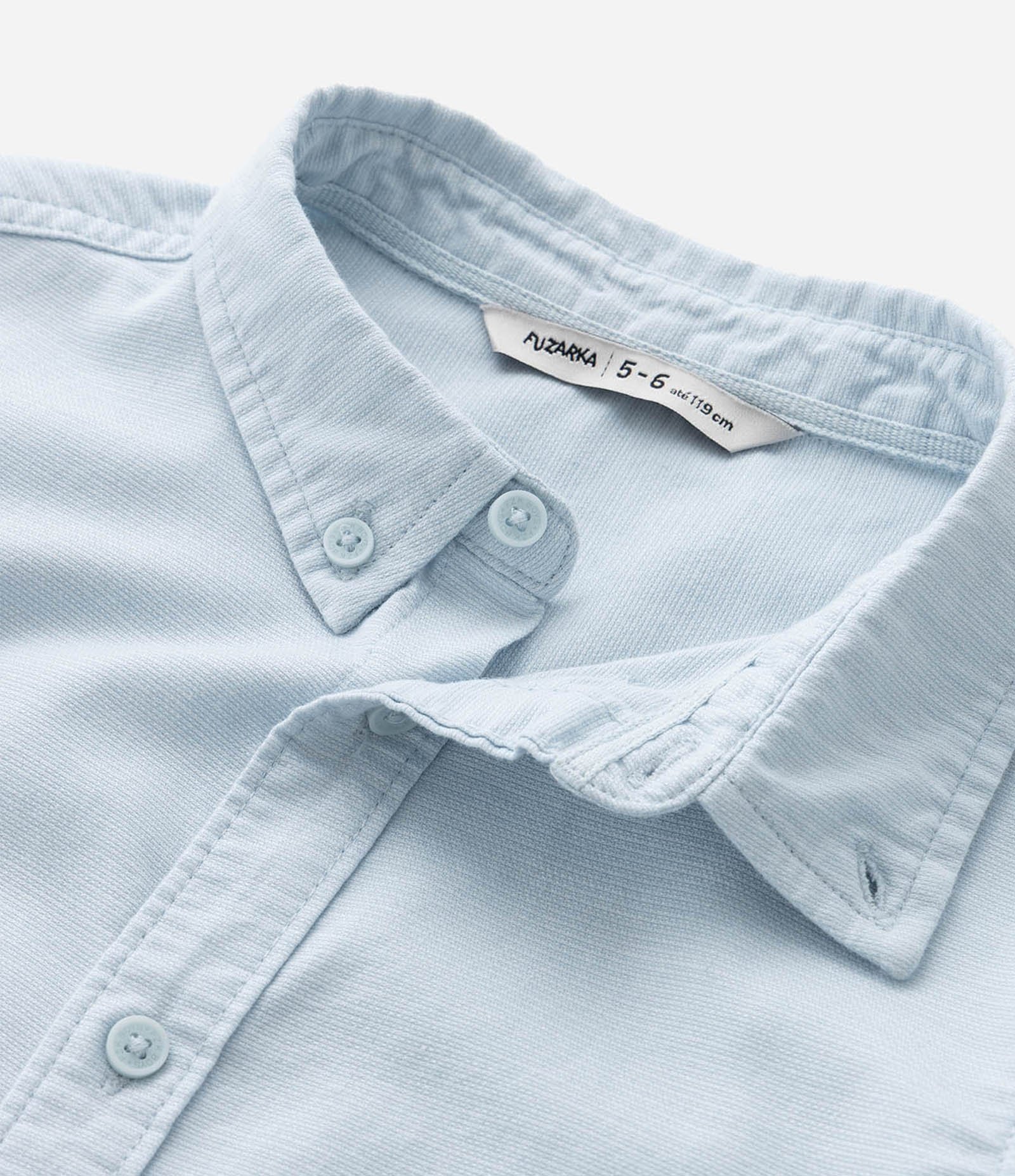 Camisa Infantil em Tricoline com Botões - Tam 5 a 14 anos Azul Claro 6