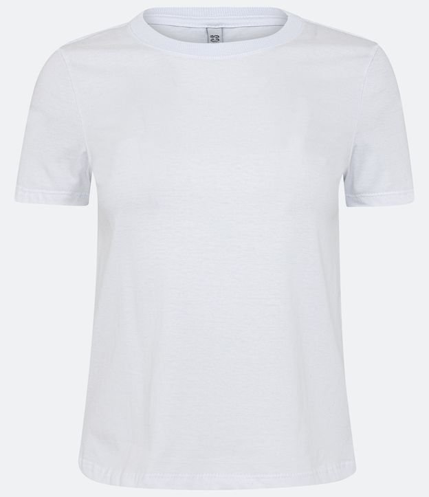 Camiseta Básica em Meia Malha com Gola Redonda Branco 5