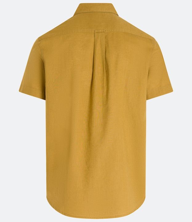 Camisa Comfort Básica en Lino con Manga Corta Amarillo 7