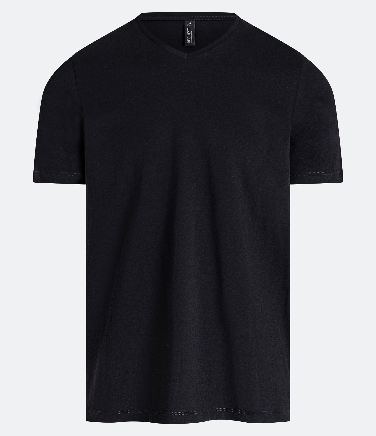 Camiseta Slim em Algodão Peruano com Gola V Preto 4