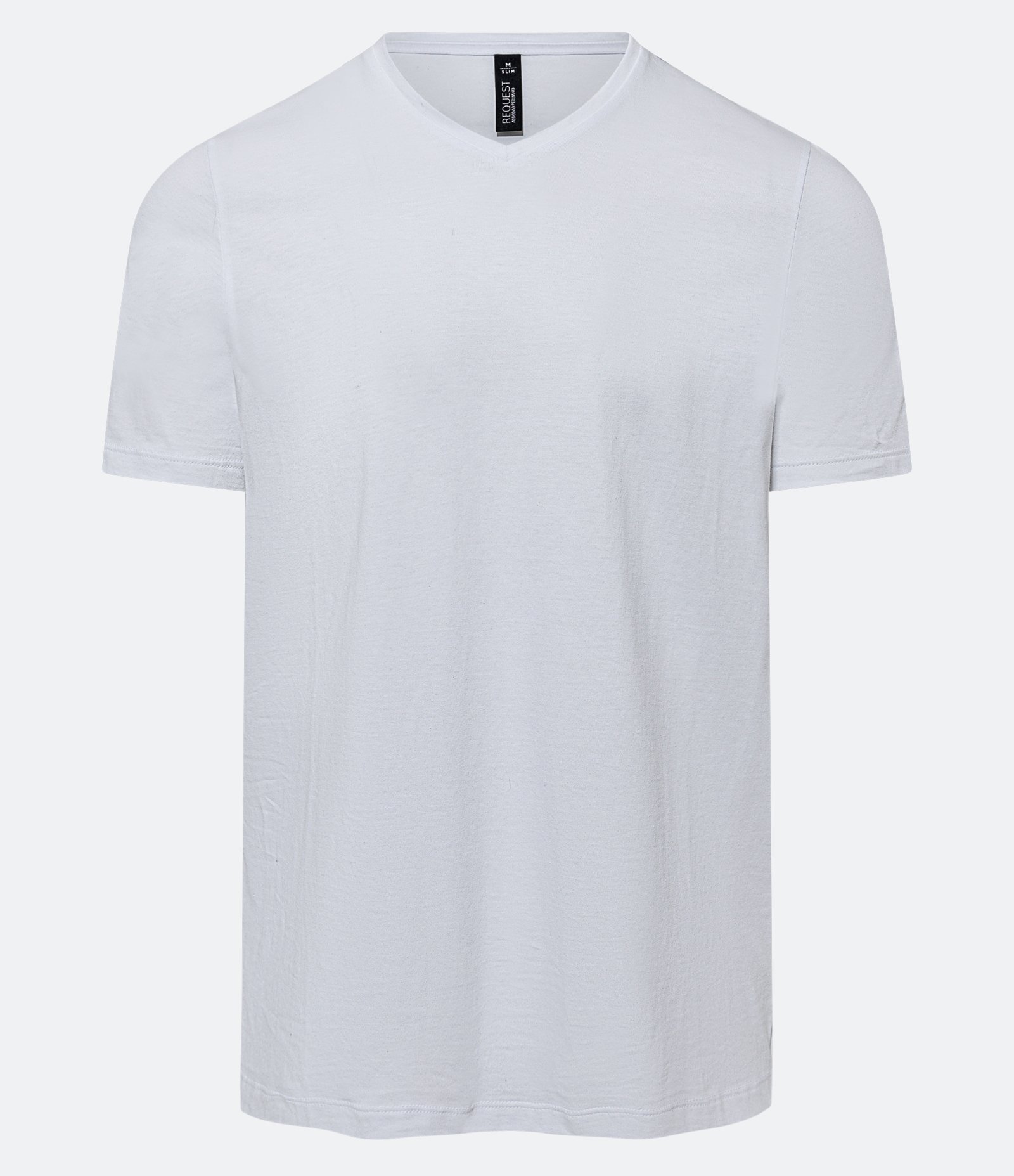 Camiseta Slim em Algodão Peruano com Gola V Branco 4