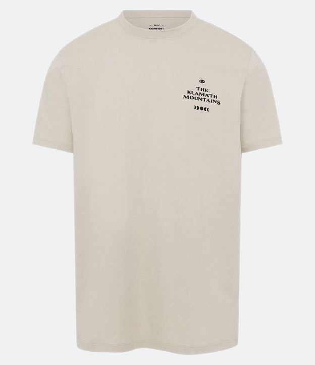 Camiseta Comfort em Meia Malha com Estampa de Lettering e Montanhas Bege 6