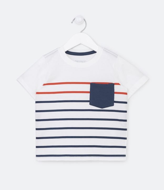 Camiseta Infantil Listrada e com Bolsinho - Tam 1 a 5 Anos