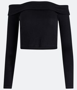 Blusa em Ribana com Decote Ombro a Ombro e Textura Canelada